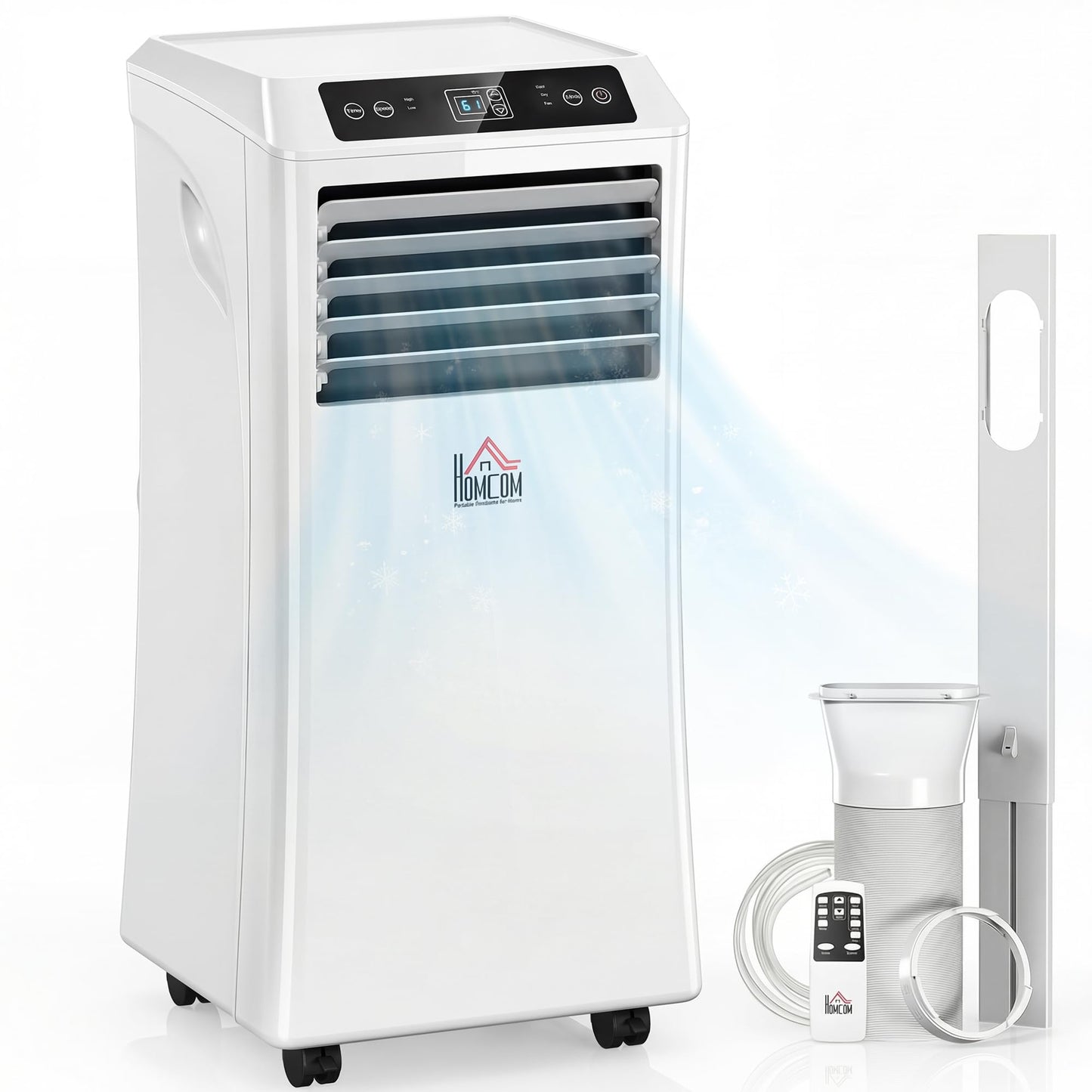 HOMCOM 10000 BTU Portable Air Conditioner for Rooms Up to 441 Sq. Ft., 4-in-1 AC Unit with Cooling Fan, Dehumidifier, Sleep Mode, Remote Control, 24H Timer, Window Installation Kit, White