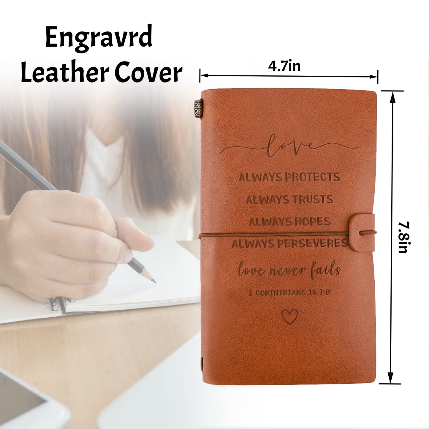 Engraved Leather Journal for Him/Her, Valentines Day Gifts for Husband from Wife, Romantic Present for Boyfriend Girlfriend, Travel Journal Gift for Engagement Wedding Anniversary Birthday