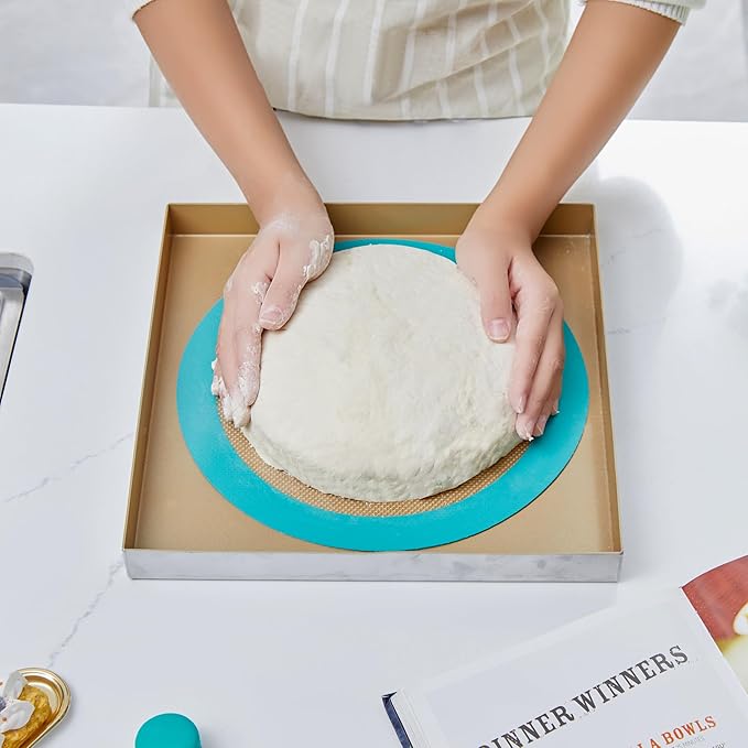 GUYDREMAT 9-Inch Silicone Baking Mats Set of 2 - Non-Adhesive, Heat Resistant Up to 480°F, Durable for Baking Cakes, Pizza, Pastries, Bread, Easy Storage, Ideal for Convection Ovens