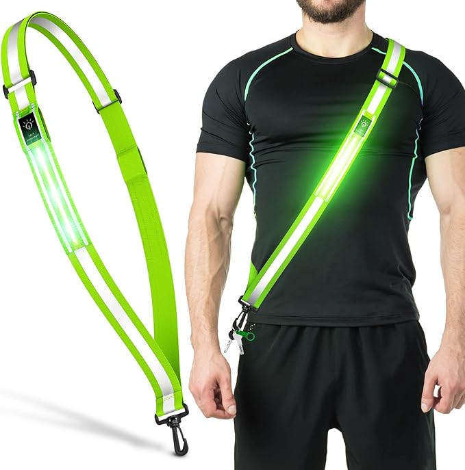 Ylzzrs LED Reflective Belt Sash Walking Gear,Safety Lights for Walkers at Night,High Visibility Safety Rechargeable Reflec...