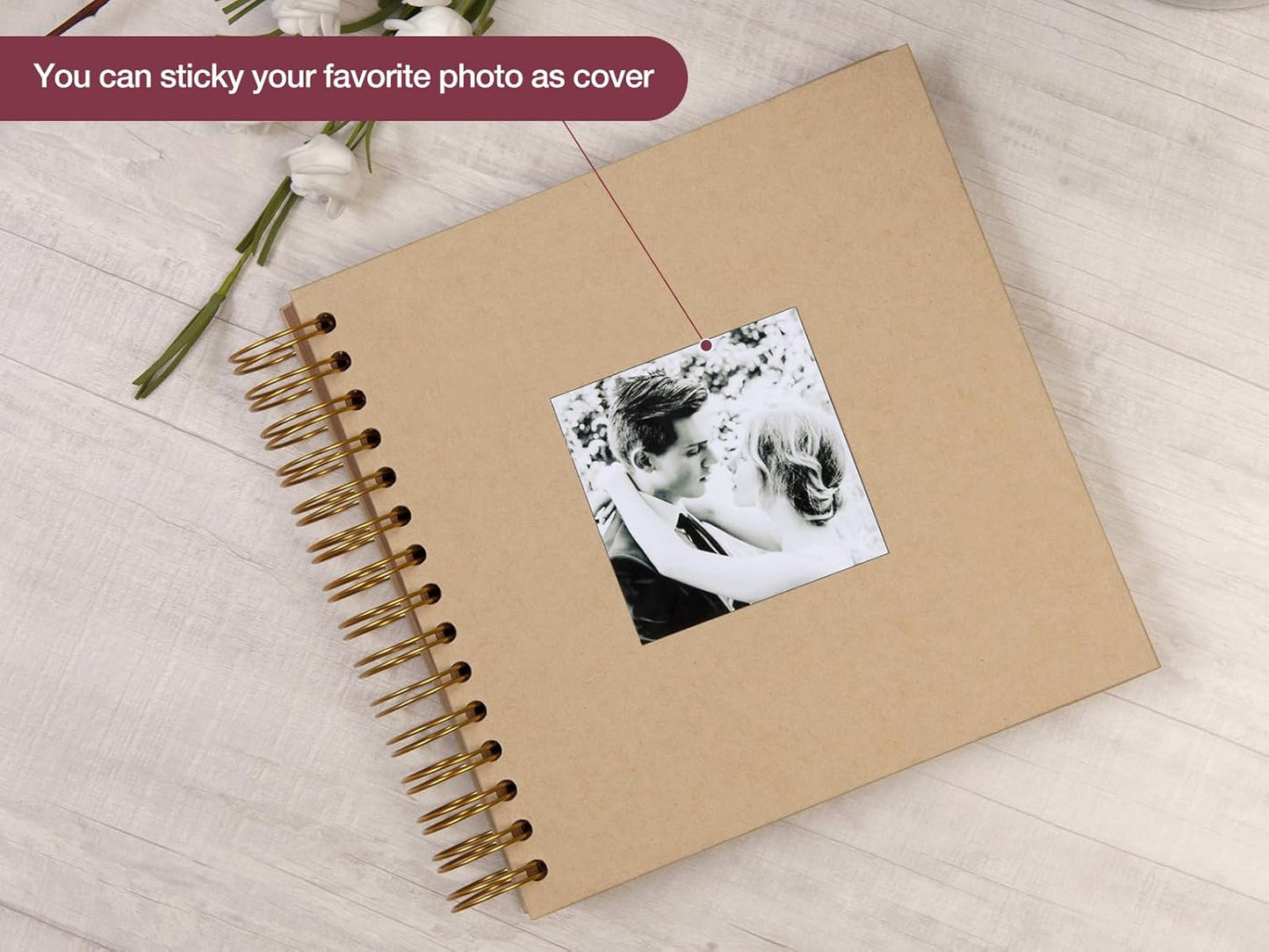 potricher 8 x 8 Inch DIY Scrapbook Photo Album 80 Pages Thick Kraft Blank Yellow Paper Memory Book for Wedding and Anniversary Family (Yellow, 8 Inch)