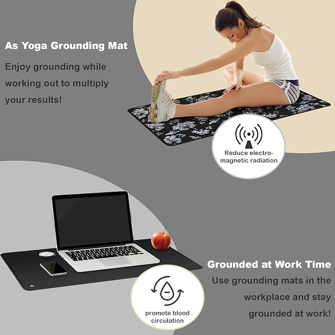Grounding Mat,Earth Connected Wellness for Sleep, Energy, Wellness, Grounding Pads with 15ft Cord,Indoor Grounding for Home,Office,Work,Yoga(23.6"x35.5")