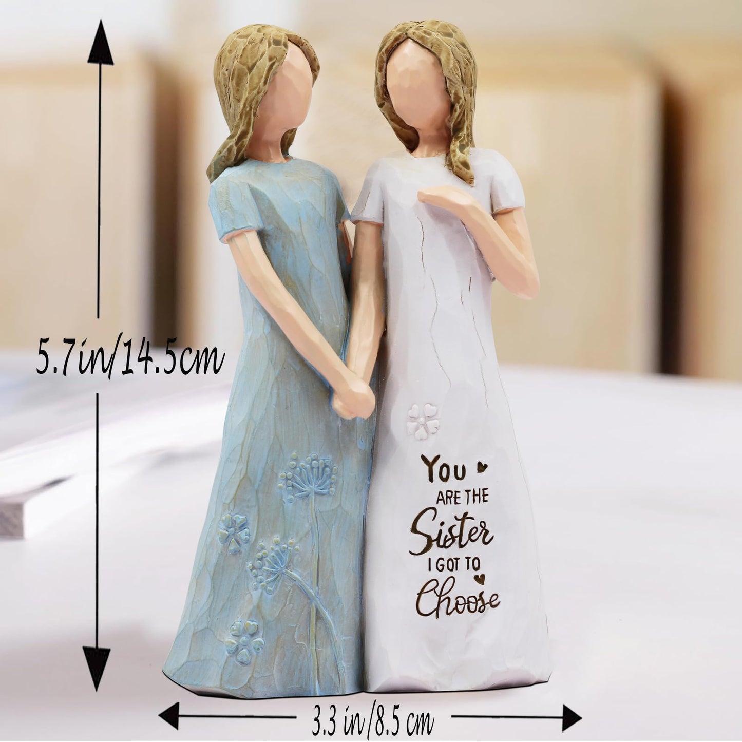 BORLESTA Friend Gifts for Women - Friendship Gifts, Gifts for Friends - You're The Sister I Got to Choose - Sister, Friend Birthday Gifts, Sister Gifts from Sister - Hand-Painted Figure（Blue）
