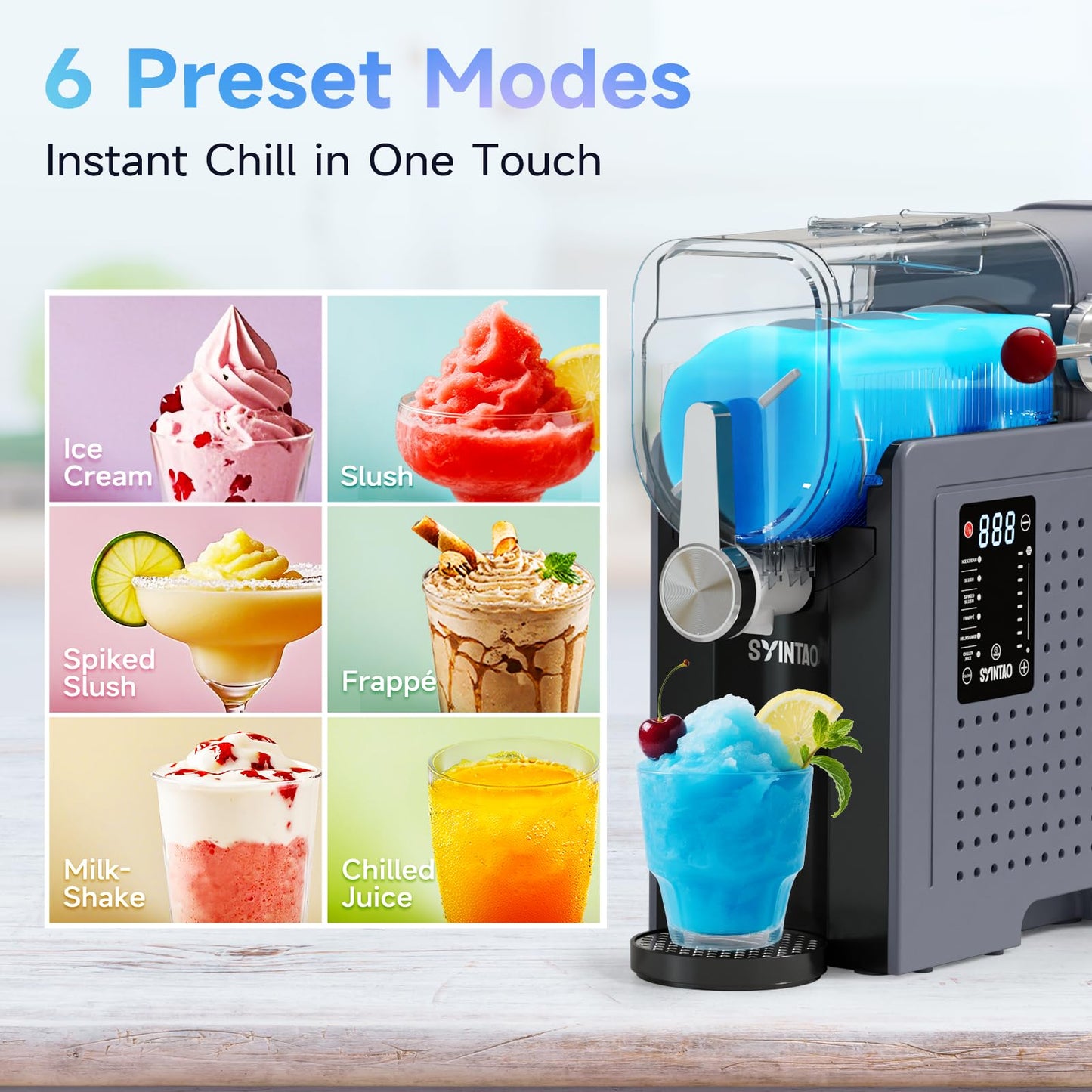 Slushie Machine – No Ice Needed, 88oz Frozen Drink & Soft Serve Ice Cream Machine. Slushy Machine For Home with LED Display, One-Touch Reservation & 6 Pre-set Programs for Frozen Margaritas, Frappés