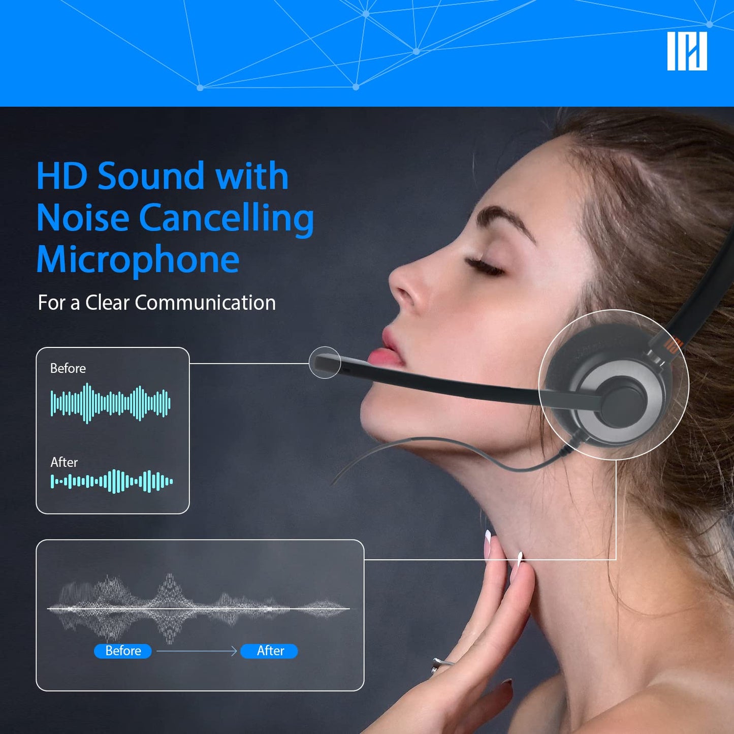 Ipd Iph-160 Phone Headset With Noise Cancelling Microphone For Office And Call Center - Compatible With With All Yealink Sip,Sno