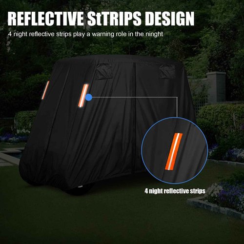 600D Heavy Duty 4+2 Seater Golf Cart Cover 6 Passenger, Golf Cart Cover 4 Passenger Extended Roof, Club Car Cover Lifted Golf Cart Storage Cover for 4 Seaters with 2 Bench Seats 138L 48W 66H Inches