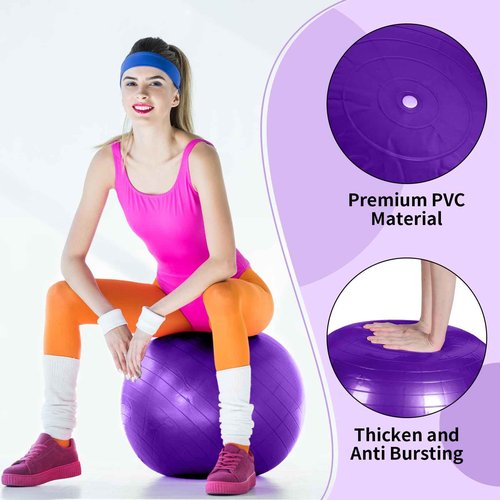 Jerify 10 Pcs 26 Inch Exercise Ball Pilate Ball Bulk for Pregnancy Labor Ball Workout Equipment with Pump and Plug for Chair Fitness Stability Balance Gym Birthing Home Support 330lbs (Purple)