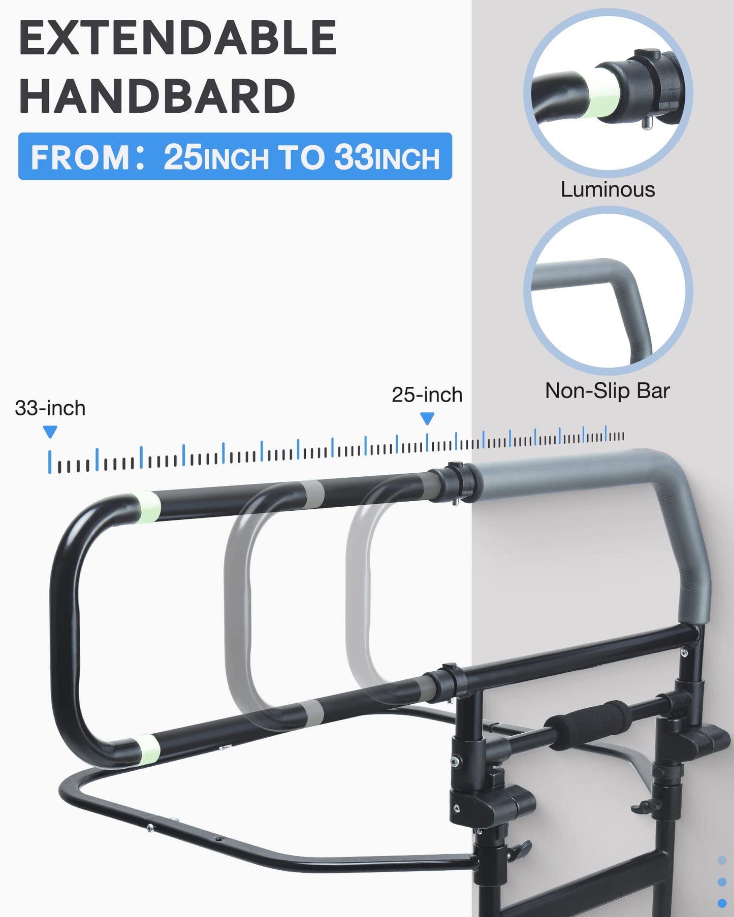 Sangohe Heavy Duty Bed Rail for Senior & Elderly and People Falling Out of Bed - Foldable Bed Assist Handle - 504E