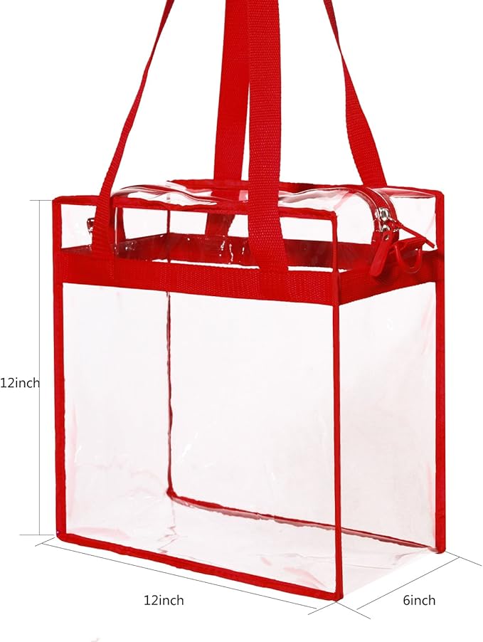 BAGAIL Clear Bags 12x6x12 Stadium Approved Clear Tote Bag with Zipper Closure Crossbody Shoulder Bag with Adjustable Strap