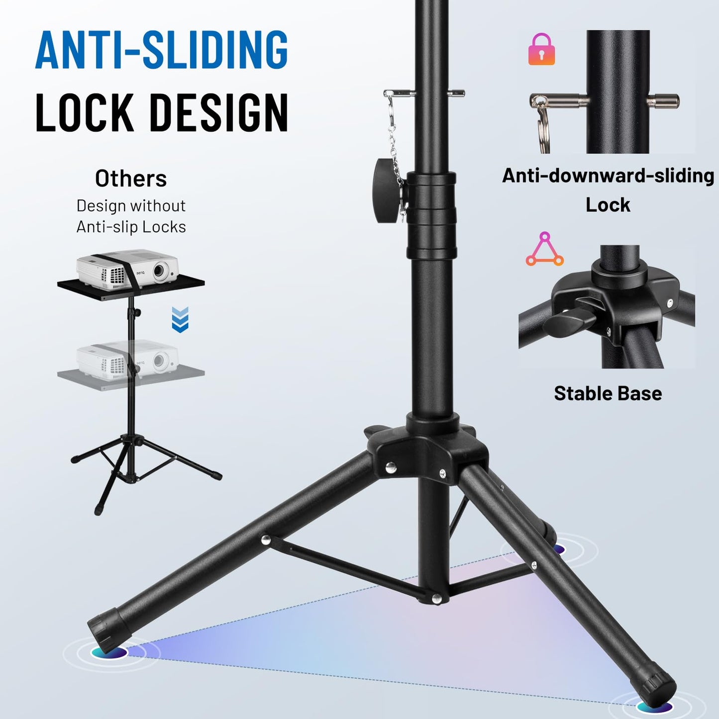 CAHAYA Projector Stand Tripod Adjustable - Stable for Tablets & Phones & Book Height 26" to 51.5" Multifunctional Laptop DJ Rack Stand Portable for Outdoor Movies CPS0331