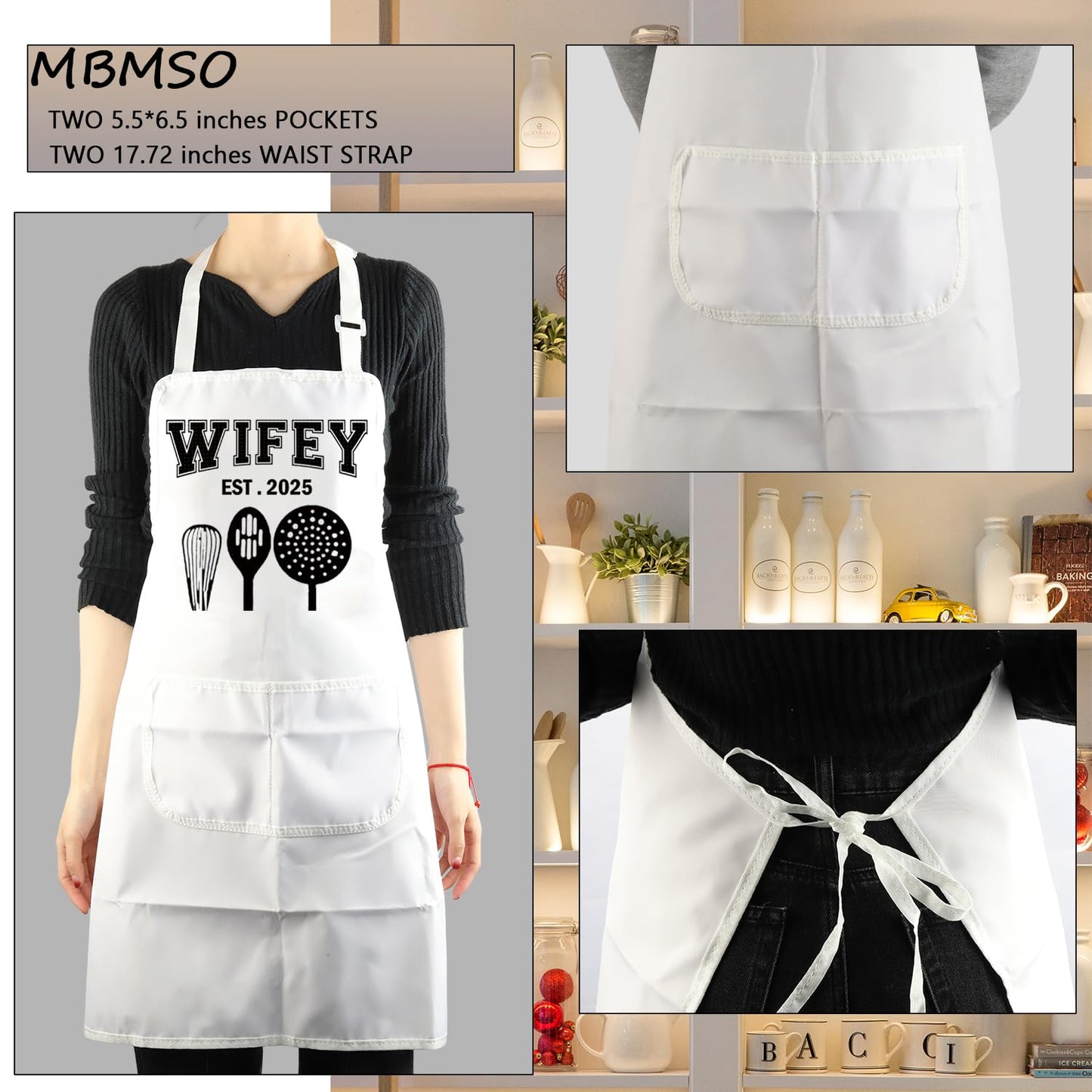 MBMSO Hubby Wifey Cooking Aprons for Couples Apron Sets Hubby and Wifey Est 2025 Wedding Gift for Newlywed His and Hers Apron (Hubby&Wifey Apron-Sets)