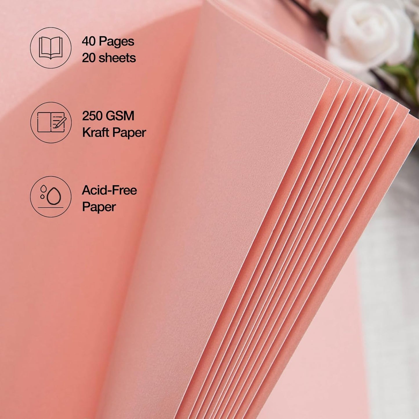 potricher 12 x 12 Inch DIY Scrapbook Album 40 Pages Hardcover Kraft Paper Scrap Book Photo Albums Memory Book for Wedding and Anniversary Family (Pink, 12 Inch)