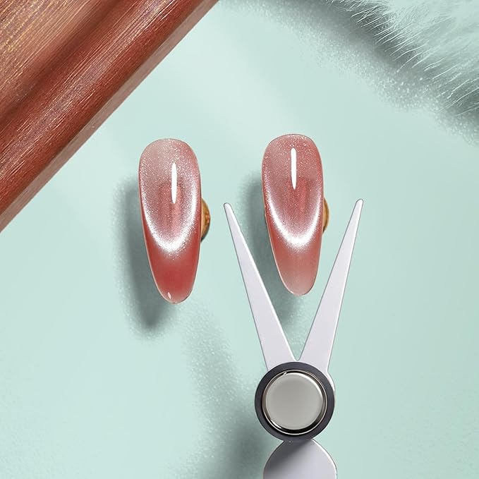 JERCLITY 1 Pieces Green Cat Eye Magnet for Nails 3 in 1 Heart Magnet for Cat Eye Gel Polish, Cylindrical Magnets with Scissor Shaped Tools for French Cat Eye Effect