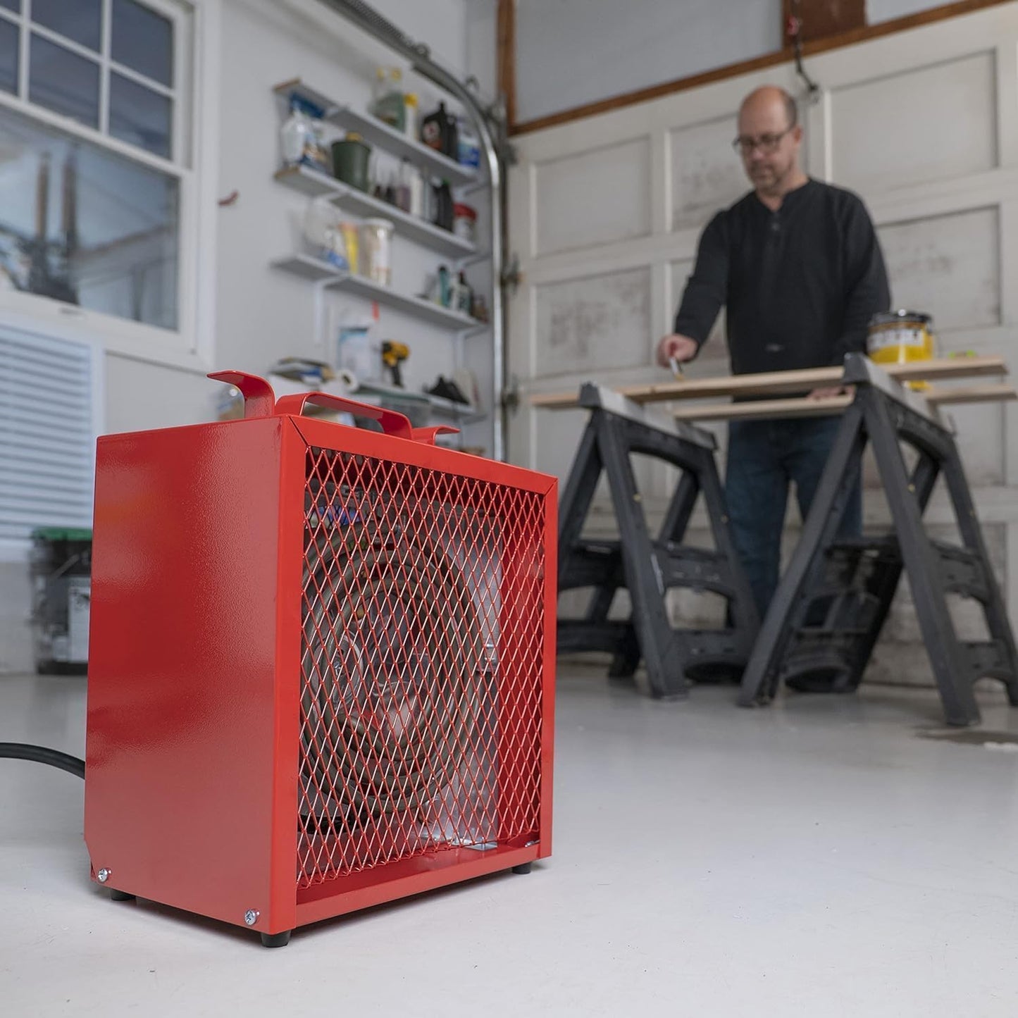 Comfort Zone 4,800W Electric Fan-Forced Industrial Space Heater for Garage & Workshop, Heavy Gauge Steel, Thermostat Control, Overheat Protection, Carry Handle, Rubber Feet, NEMA 6-30P Plug