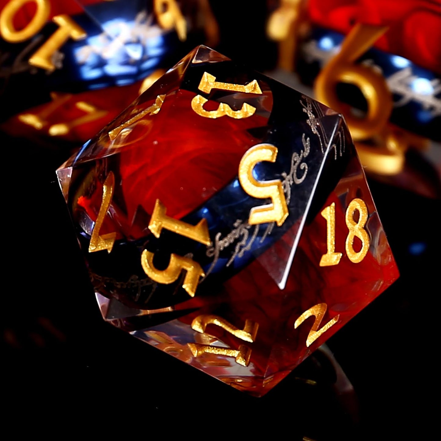 Sharp Edge Ring Dice Set,7pcs Handmade Resin Dice Set DND,RPG Ring Inclusion Dice for Dungeons and Dragons