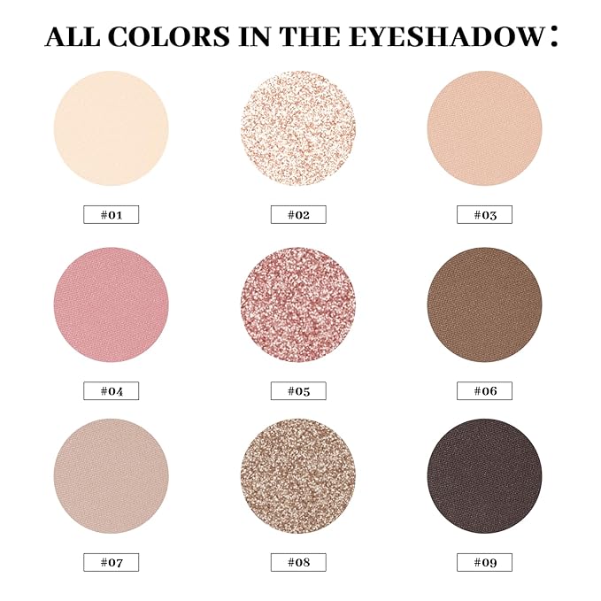Neutral Eyeshadow palette, Nude eye shadow palette, High-Pigment eyeshadow makeup palette with Mirror, Long-lasting Wear, Vegan, Cruelty-free - 0.5oz