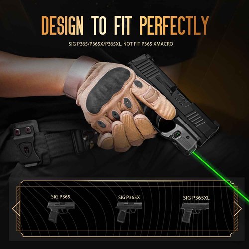 WARRIORLAND Green Laser Sight and Hoster Combo, Fit for Sig Sauer P365 / P365X / P365XL, Green Beam Sight with Power Indicator, Inside Waistband Carry, Right Hand, WLS-103G w/ P365