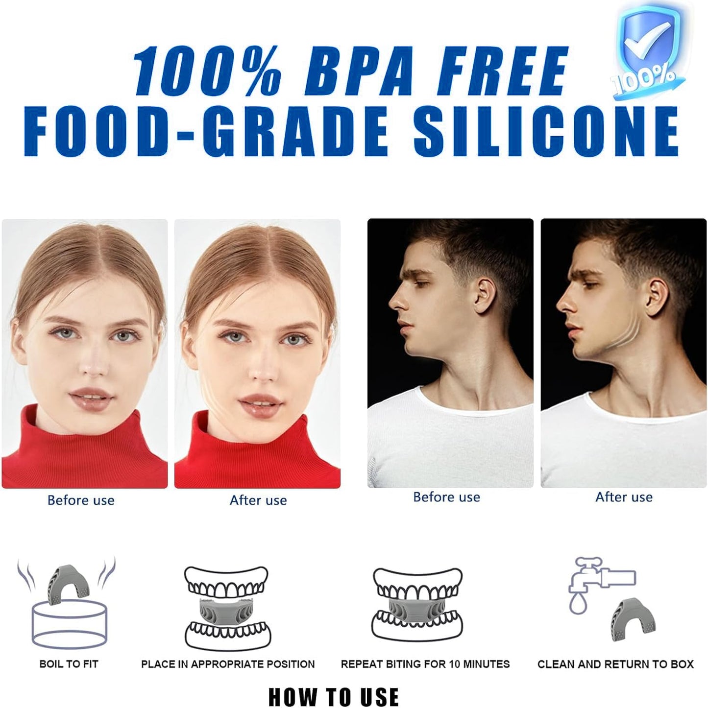 Jaw Trainer-Jawline Exerciser for Men & Women|3 Resistance Levels Jaw Exerciser for Beginner Intermediate & Advanced Users