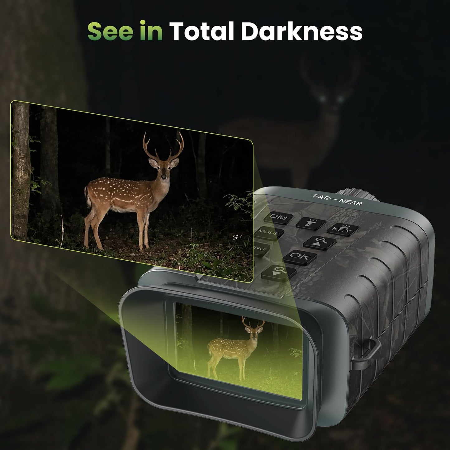 Night Vision Goggles with Rangefinder – 4K Video, 18X Zoom Night Vision Binoculars, 5000mAh Rechargeable, 64GB Card, 1200yd Rangefinder & 1968ft Night Vision – for Security, Wildlife Observation