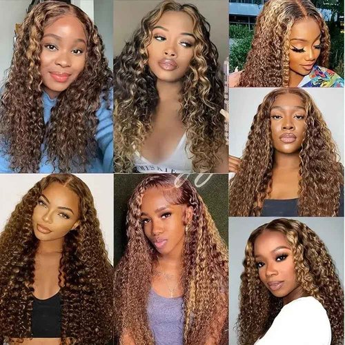 P4/27 Highlight Ombre Bundle Honey Blonde Wet and Wavy Bundles Human Hair Brazilian Virgin Hair 3 Bundles 28 30 32 Inch P4/27 Water Wave Bundle