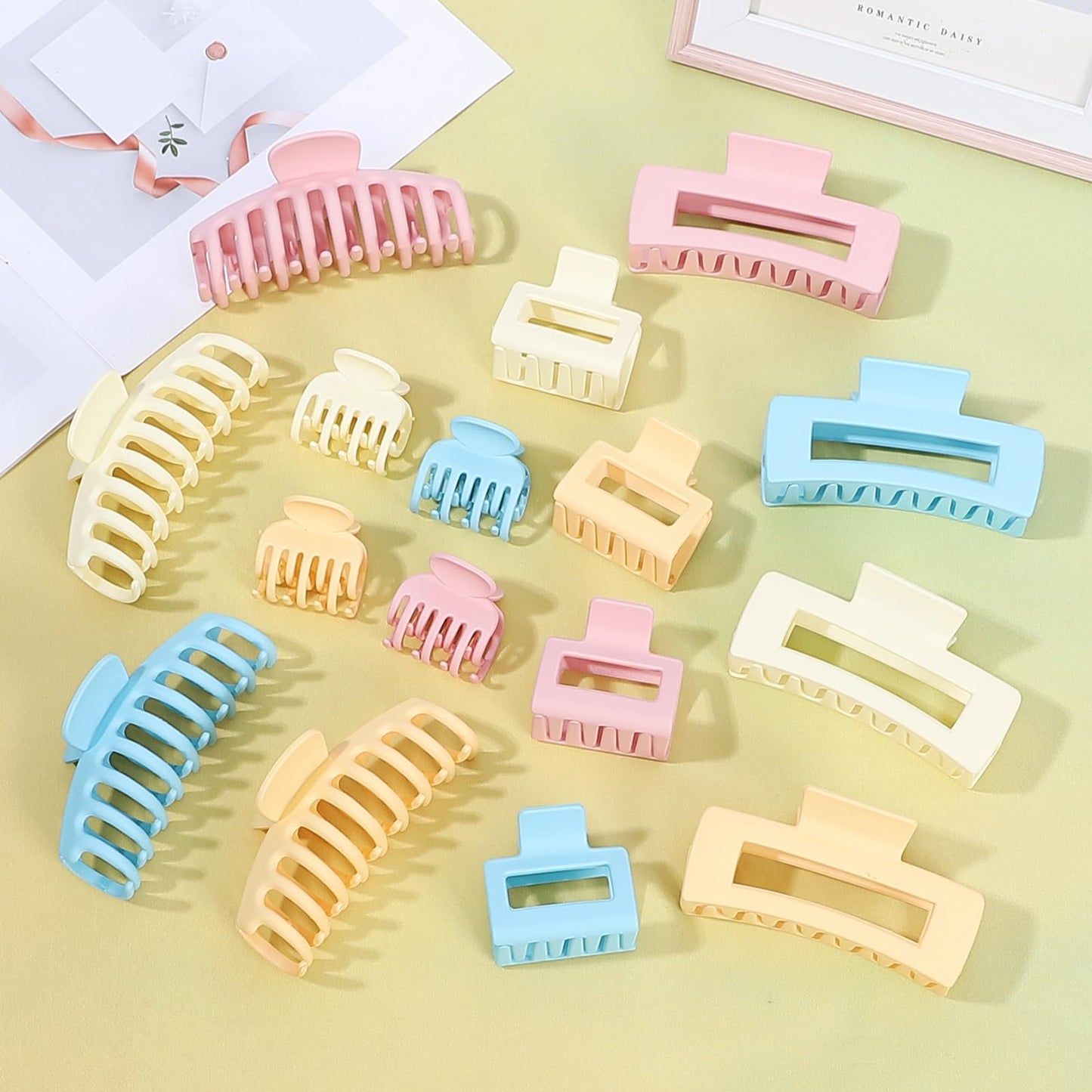 Hair Claws 16 Pcs Hair Clips for Women Thin Thick Curly Hair Large and Small Matte Banana Clips Strong Hold Nonslip