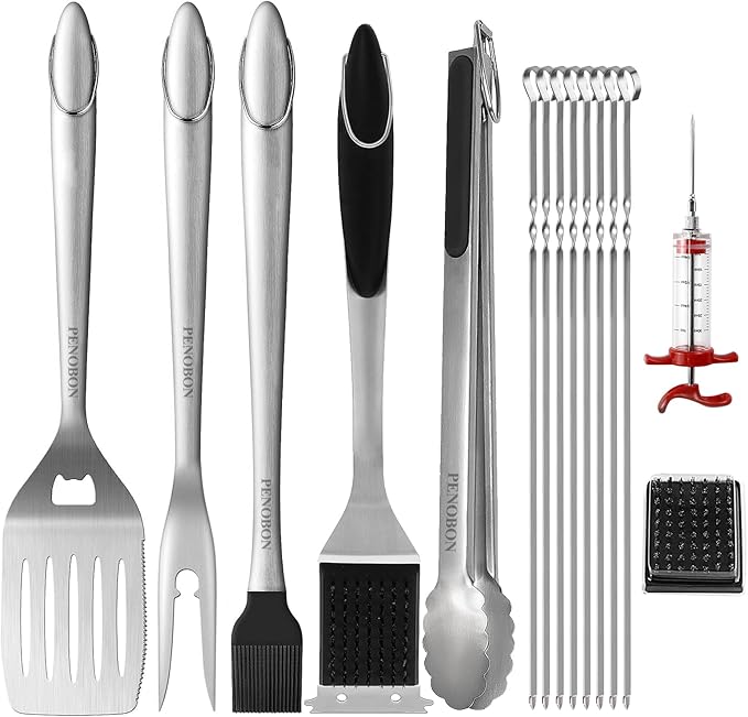 BBQ Tools Grill Tools Set, 15PCS Heavy-Duty Stainless Steel Grill Tools Grilling Accessories, 18 Inches Grill Accessories ...