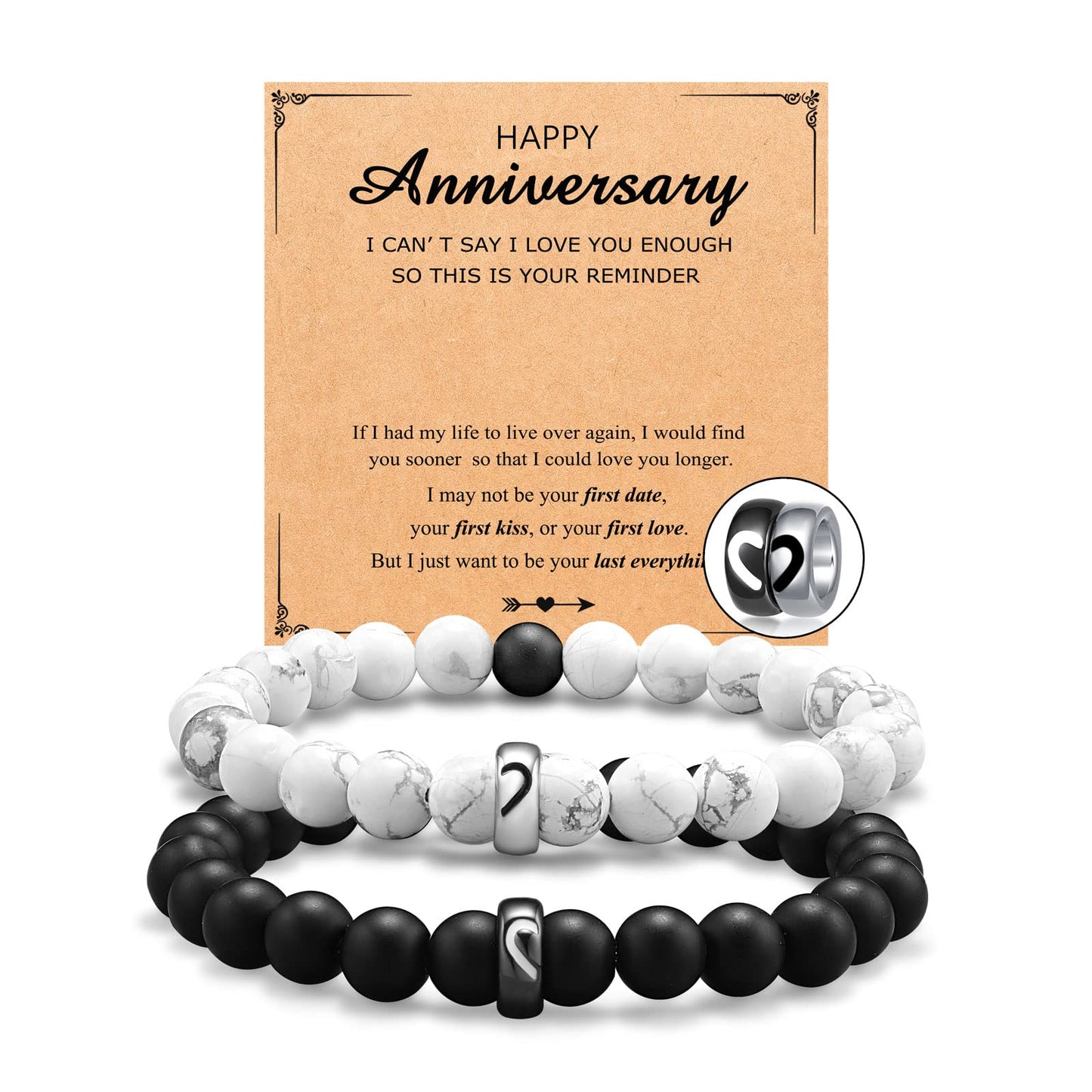 UNGENT THEM Anniversary Bracelets Gifts for Women Men Him Her Boyfriend Girlfriend Couple Husband Wife 1 One Year Month Happy Wedding Anniversary