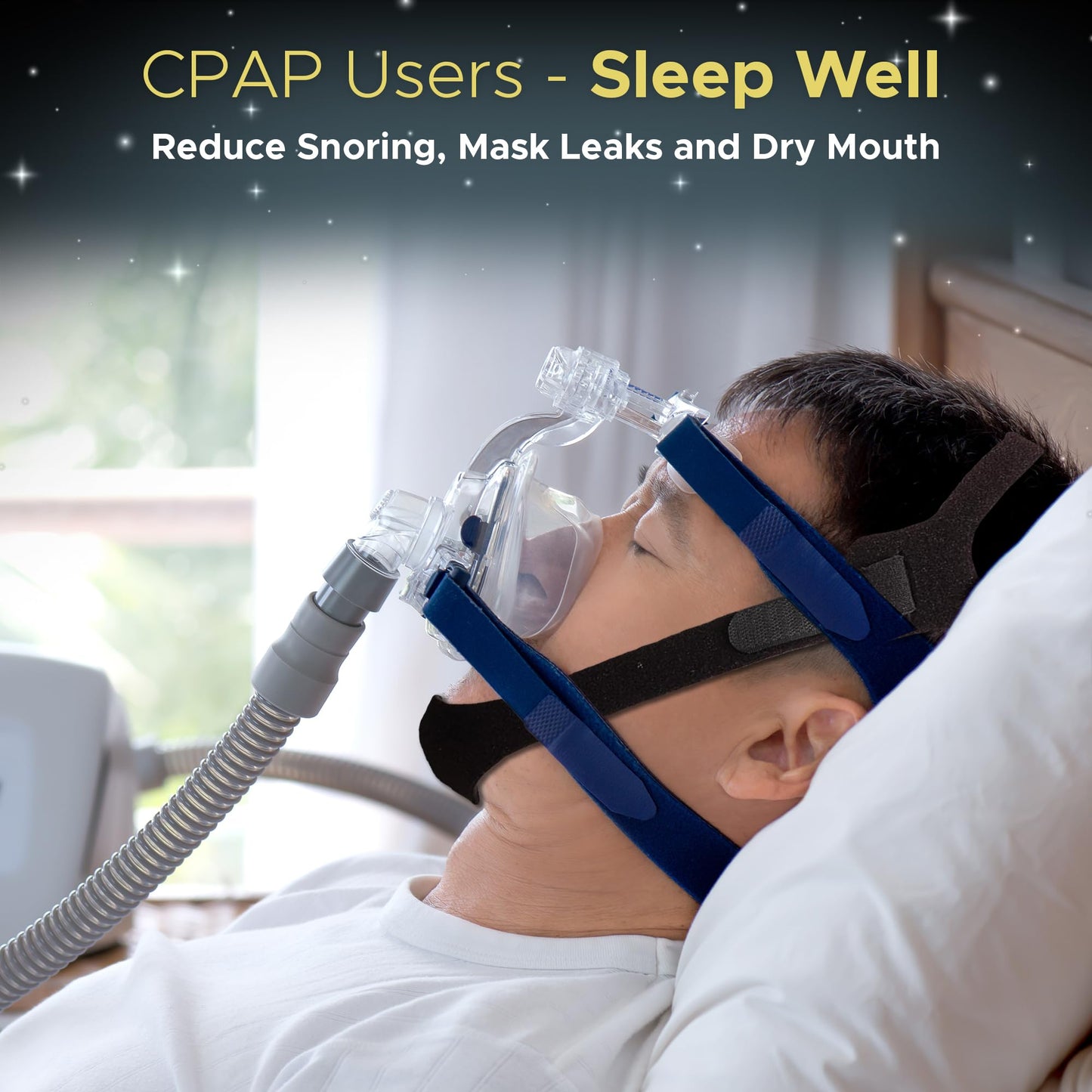 Chin Strap for Sleeping, CPAP Chin Strap, Anti Snoring, CPAP Chin Strap to Keep Mouth Closed, Adjustable, Breathable and Comfortable