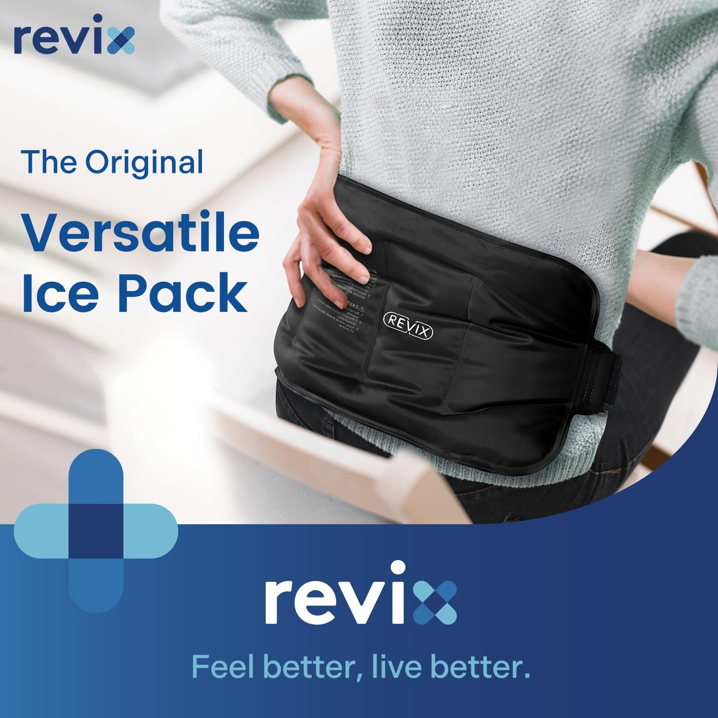 REVIX Large Ice Packs Wrap for Hip, Knee, Leg, Shoulder, Back, Reusable Gel Cold Pack for Injuries, Joint and Muscle Discomfort Relief, Black