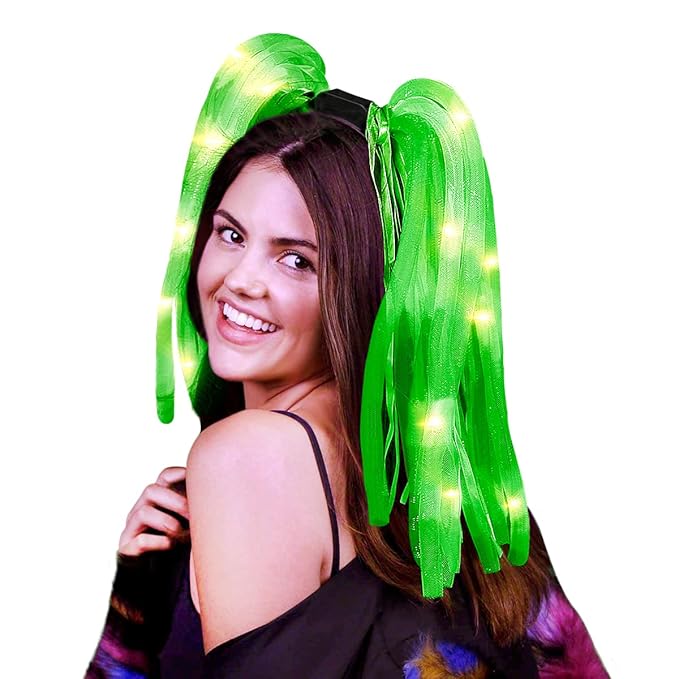 GREUS Light Up Headbands for Women Girls Noodle Hair Accessories Hair Hoops Luminous Glow Headpieces Braids Hose Flash Hea...