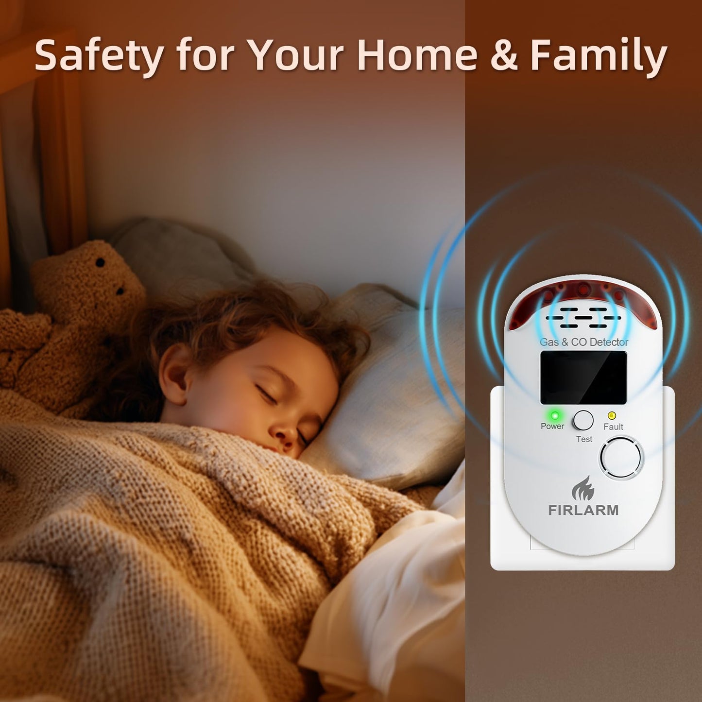 Firlarm Gas and Carbon Monoxide Detector Plug-in, Portable 2-in-1 Natural Gas Leak Alarm & CO Detector with LED Digital Display, Loud 85dB Alert for Home, Kitchen, Garage, Apartment, and Travel Use