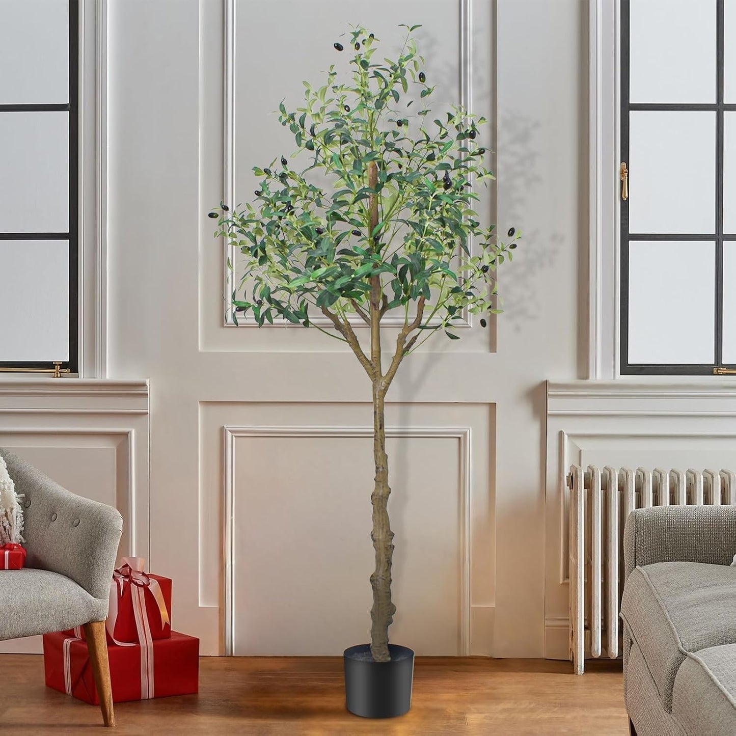 AnTing Fake Plants Olive Tree 6FT for Decor - Artificial Olive Tree 72in for Home Office Garden Hotel Decor Housewarming Gifts(1Pack)