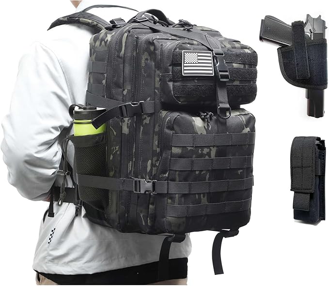 ONE WVW PIN Tactical Backpack for Men, Military Backpacks with Gun Holster, Bug Out Bag 3 Day Assault Pack Large Molle Gun...