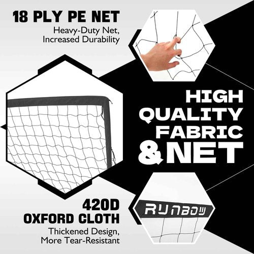 RUNBOW 11x5.5',9x5',6x4' FT Metal Frame Soccer Goal for Backyard Kids Adult Junior Teenager Large Soccer Net with Carry Bag (11x5.5FT, 1 Pack, Black)