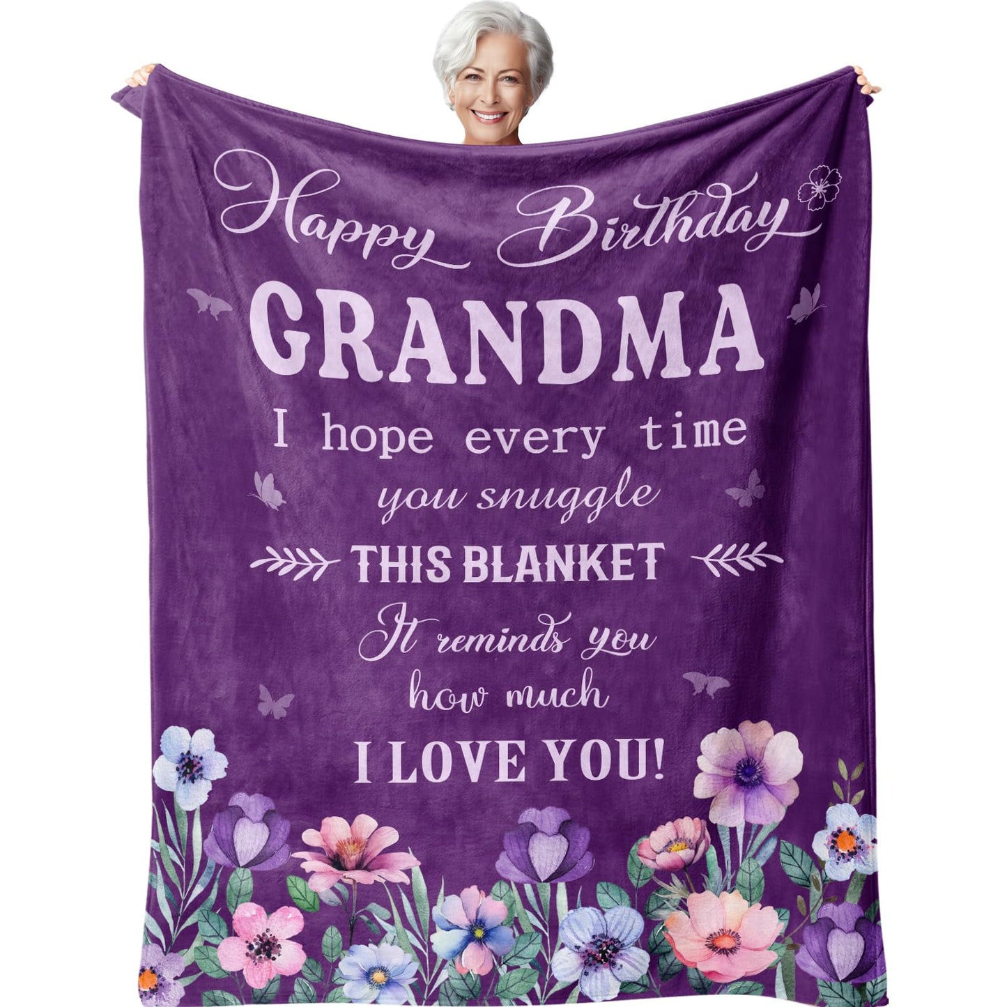 Jepufo Grandma Birthday Gifts, Birthday Gifts for Grandma, Best Grandmother Gift, Present for Grandmas Unique, Grandmother Presents for Nana Throw Blanket 50"X60"