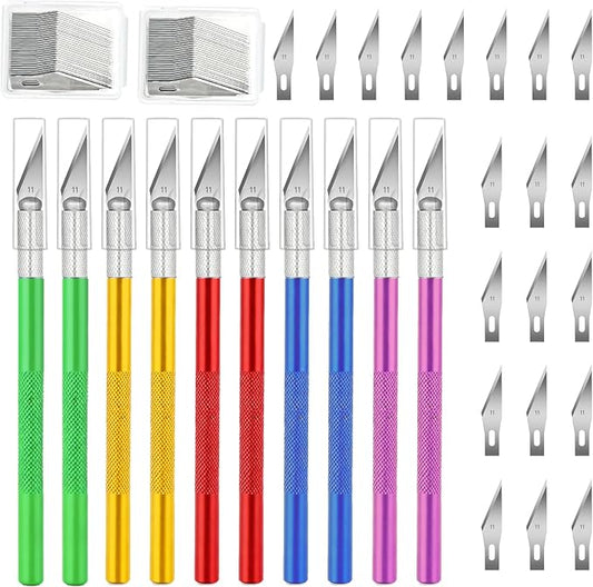 10 PCS Exacto Knife with 20 PCS Spare Sharp Blades, Profession Craft Hobby Knives for DIY, Art, Cutting, Modeling, Scrapbooking and Stencil(Multicolor)