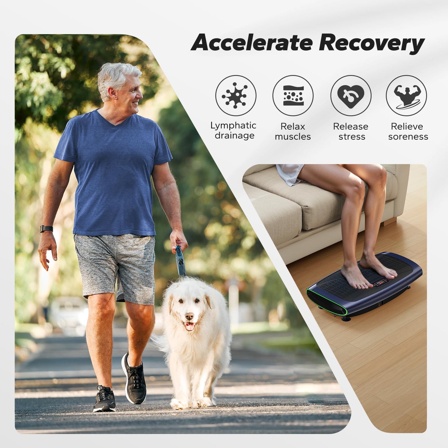 MERACH Vibration Plate Exercise Machine, 3D & 4D Vibration Plate for Lymphatic Drainage Weight Loss with 2 Tension Ropes, Whole Body Vibration Platform for Women Men, Exercise Equipment for Home