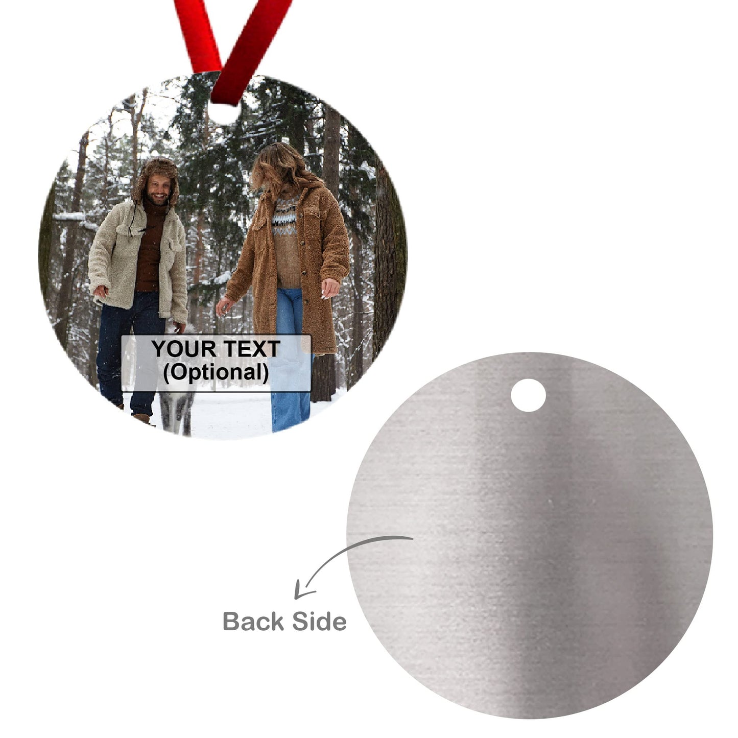 Smile Art Design Personalized Photo Christmas Ornament 2023 - Metal Custom Family Picture Ornament - Tree Decorations, Round