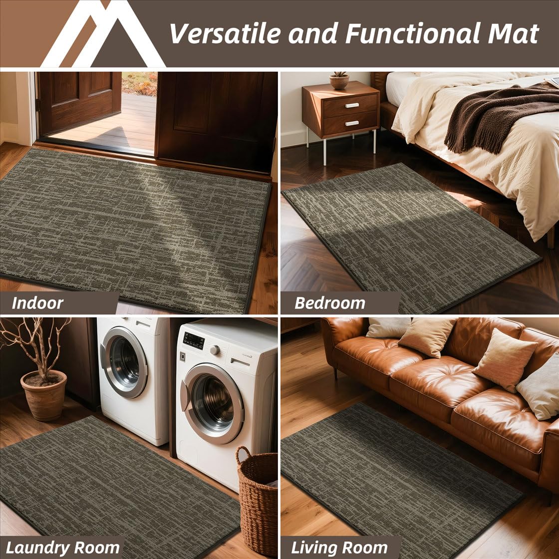 COSY HOMEER-Dirt-Trapper-Door-Mat 32"x48" Non-Slip Entryway Rugs Washable Welcome Mat Absorbent Entrance Mats Low Pile Dog Door Mats for Front Back Doomats and Wet Shoes,Light Brown