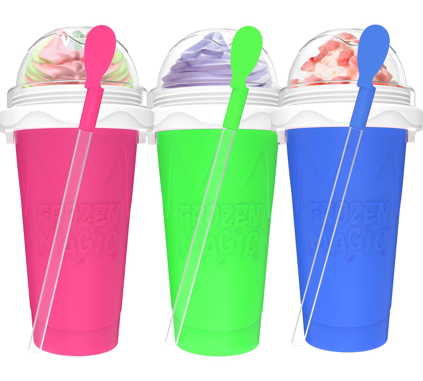 3PCS Slushie Maker Cups, DIY Magic Slushy Maker Squeeze Cups, Smoothie Slushy Cup for Juices, Milk and Ice Cream Make, Double Layer Squeeze Slushy Maker Cup, Birthday Gifts for Friends&Family