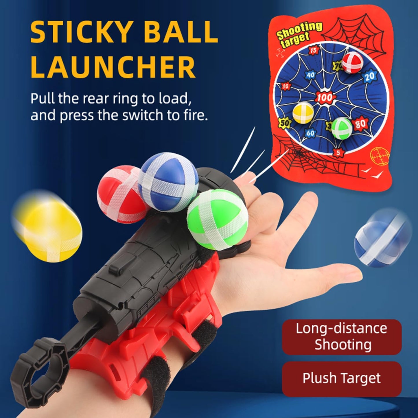 Dart Board for Kids, Spider Dartboards with 10 Velcro Sticky Balls and 1 Web Shooter, Spidy Indoor Outdoor Sport Fun Party Play Game Toys Birthday Gifts for 3-12 Years Old Boys and Girls