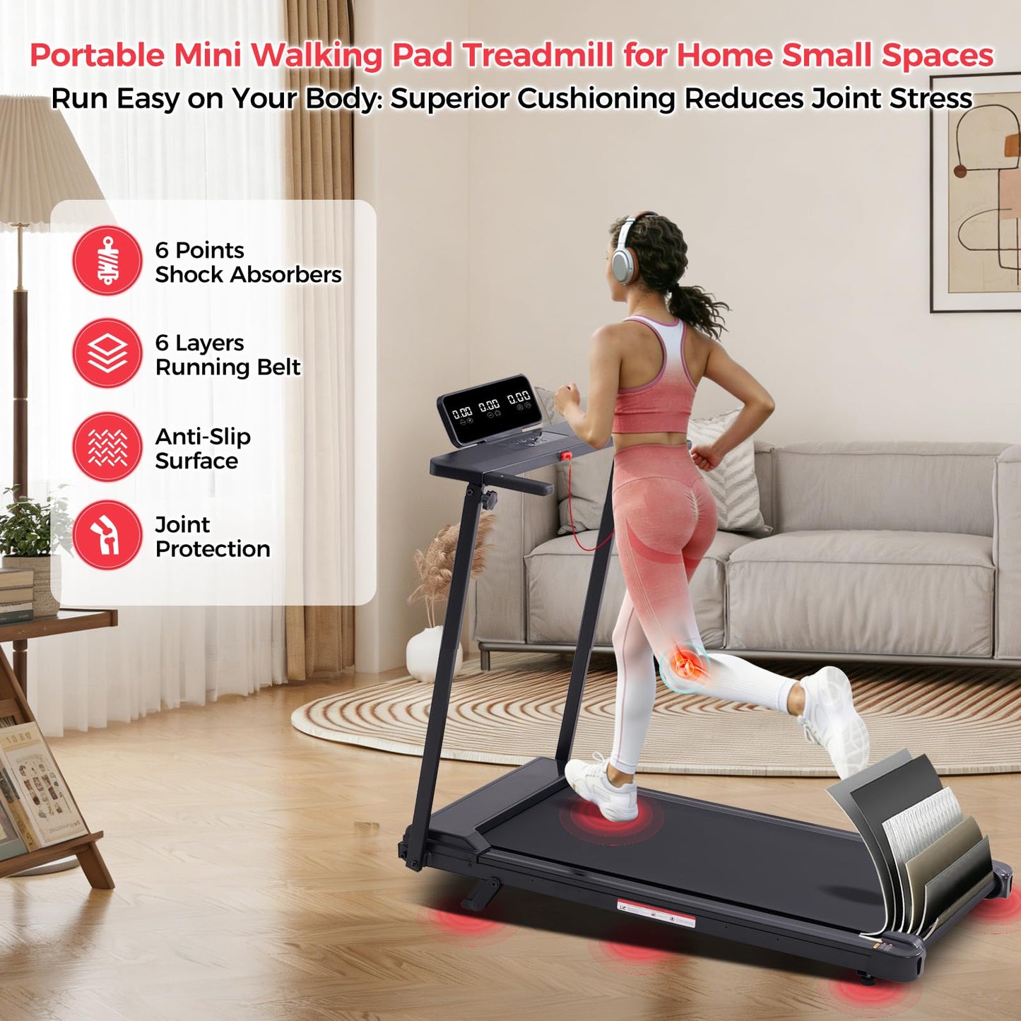Walking Pad Treadmill with Handle Bar & Incline, 0.6-10MPH Portable Small Treadmills for Home Small, 3.5HP Walking Pad Treadmill with Incline, 400LBS Electric Mini Treadmills for Home Exercising