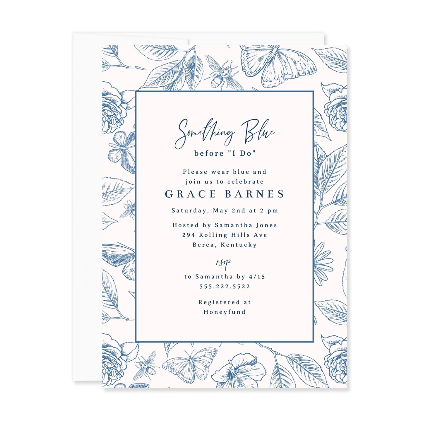 Hello Love Goods Something Blue Bridal Shower Invitations, Personalized Invites with Envelopes - 4.25x5.5 or 5x7