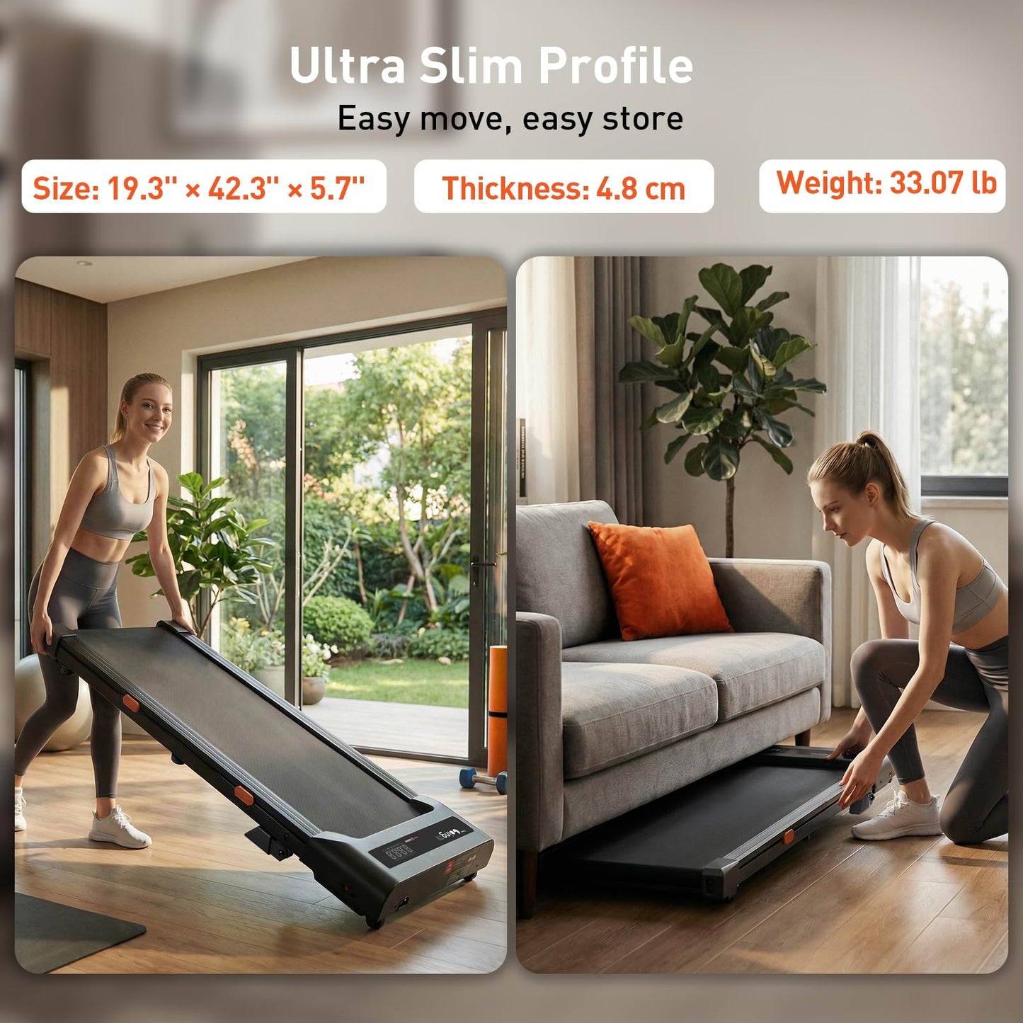 Cybergoing T10 Walking Pad Treadmill with Bosch® Motor, Under Desk Treadmill, Fixed 7% Manual Incline, Up to 4 MPH, 2.5HP, 300lb Capacity, App + Remote, 15"x36" Belt, Treadmills for Home