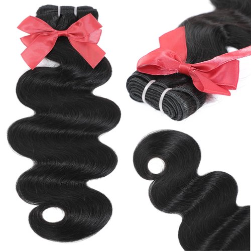 Raw Bundles Human Hair Body Wavy Human Hair Bundles 20 inch Thick Ends No Tangle Shedding 15A Raw Indian Hair Triple Lifespan 3X (Black, 20inch)