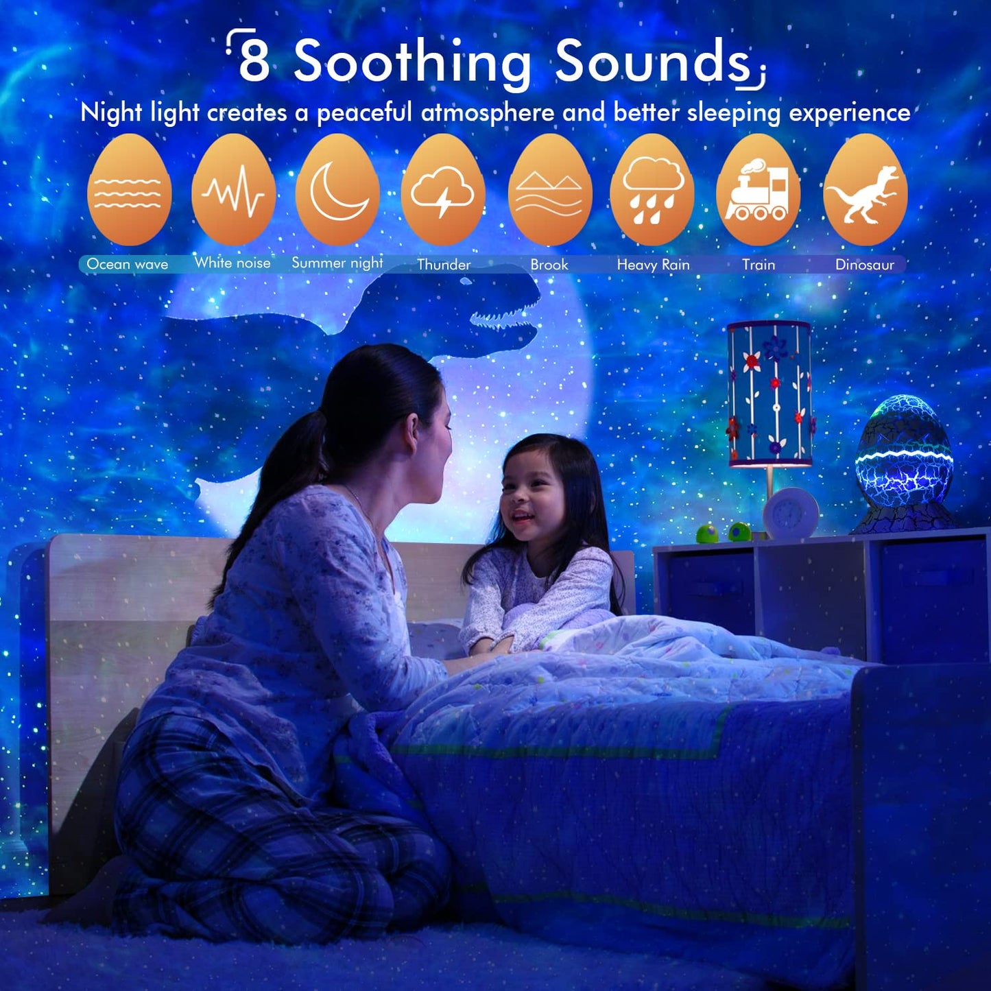 Rossetta Star Projector, Galaxy Projector LED Lights for Bedroom, App Control Projector with Bluetooth Speaker and White Noise, Night Light for Kids Adults, Christmas, Party, Ceiling, Room Decor