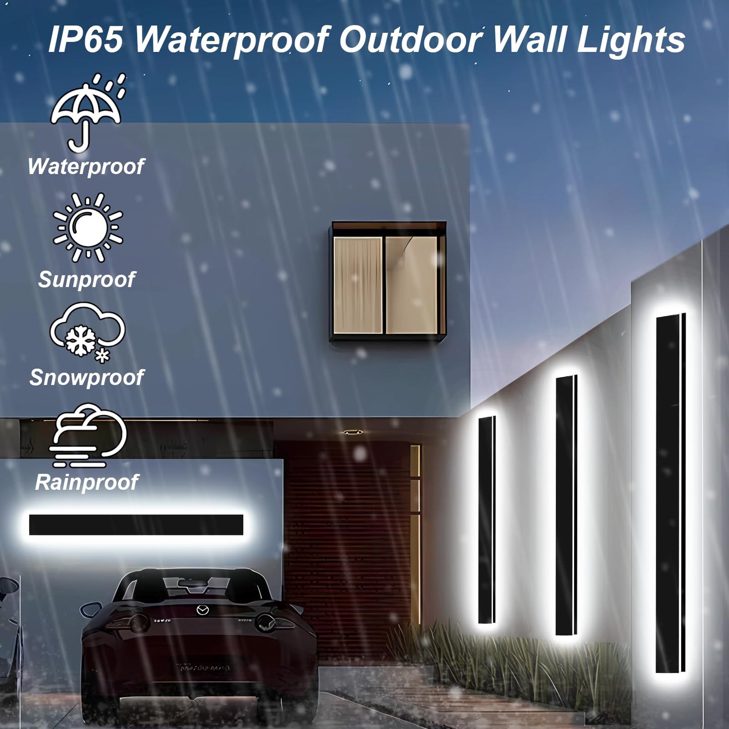 Modern Outdoor Wall Light Upgraded Widen 4.33 Inch,2PC 31in Exterior Lights,Dimmable Outside Porch Lights Fixture,Contemporary Long Garage LED Sconce Lighting for Entrance Front Door