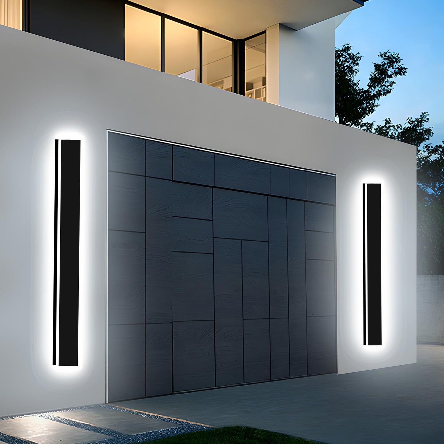 Levxhotty Modern Outdoor Wall Light 31inch 2pc,Upgraded Widen 4.33 Inch Dimmable Contemporary Long Outside LED Garage Sconce Wall Mount,Exterior Light Fixtures for Front Door and Entrance