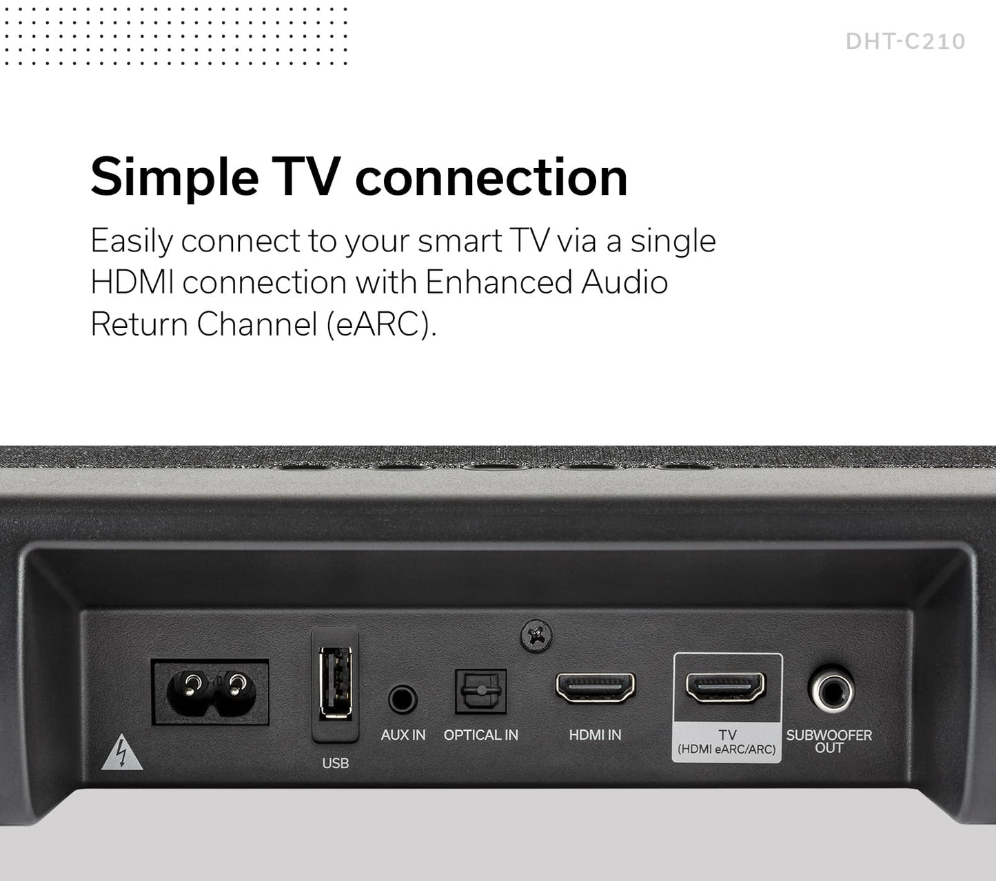 Denon DHT-C210 Full-Range Dolby Atmos Sound bar with Built-in subwoofers and Bluetooth Streaming., Black