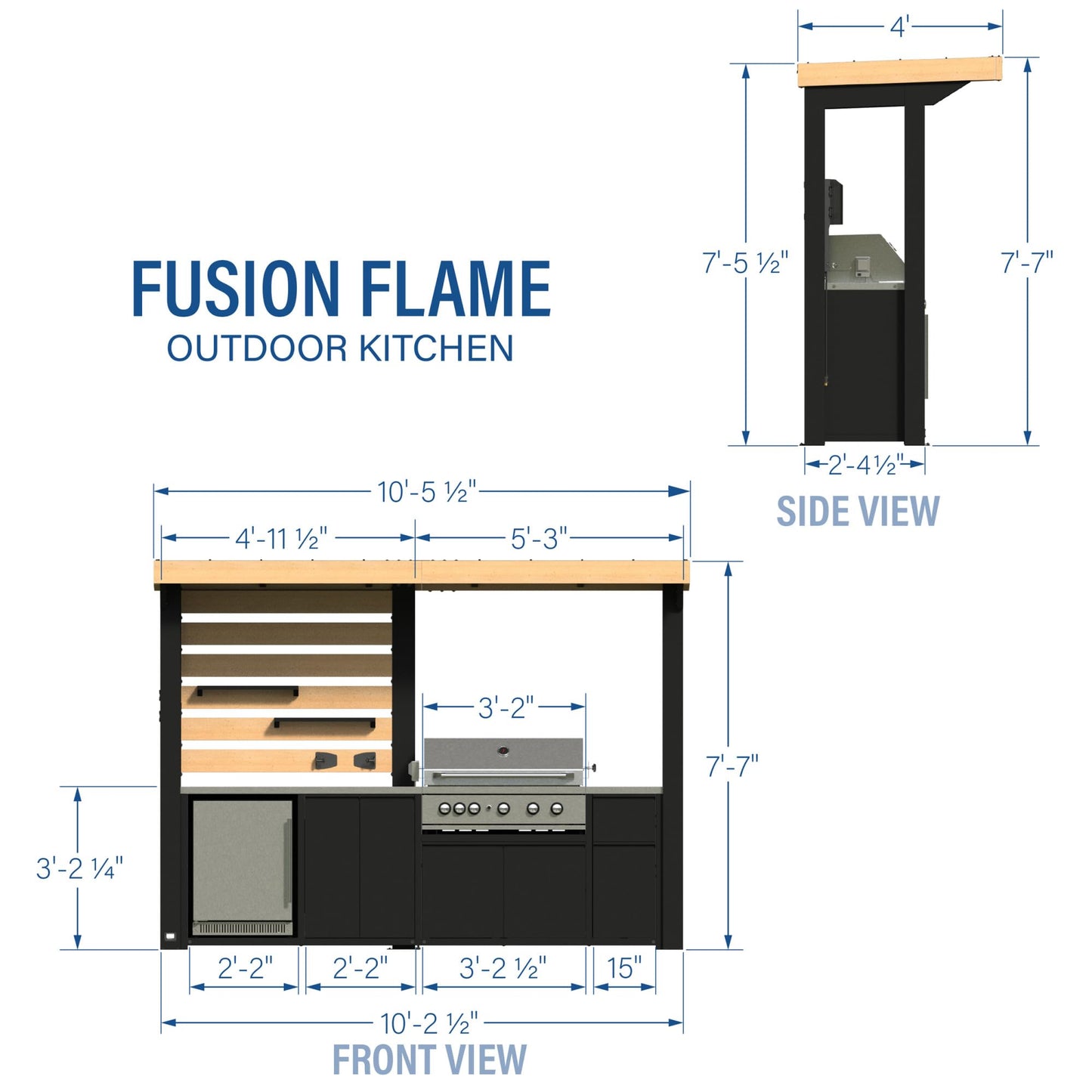 Backyard Discovery Fusion Flame Galvanized Steel Covered Outdoor Kitchen with 5-Burner Stainless, Grill, Refrigerator, Countertop, Storage, and, Roof for All-Season Outdoor Cooking, electric